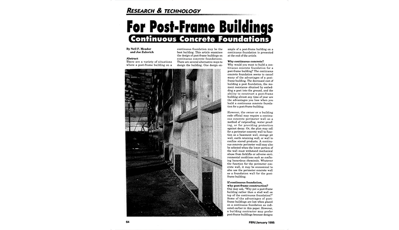 Continuous Concrete Foundations for Post-Frame Buildings