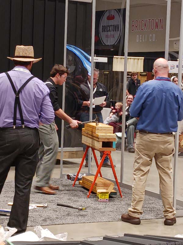 The nail pounding competition, sponsored by Maze Nails, is a perennial favorite at Frame Building Expo.